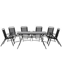 GARTENMÖBEL SET 6-Sitzer Stahl schwarz Livo - Schwarz, Metall - Beliani