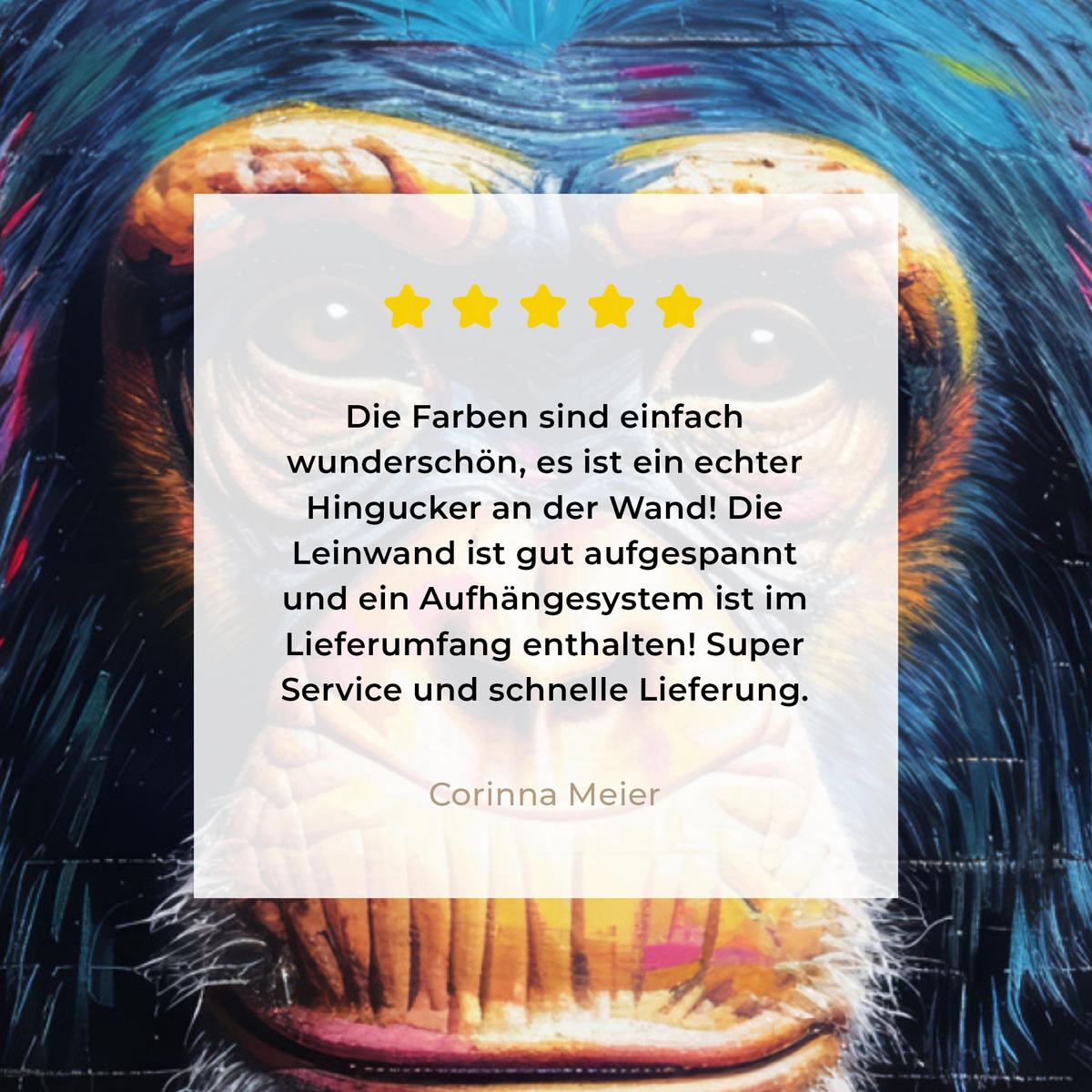 LEINWANDBILD Graffiti - Schimpanse - Straßenkunst - Kopfhörer - Affe Room Decor 30x40 cm - Blau, Textil (30/40cm) - MuchoWow