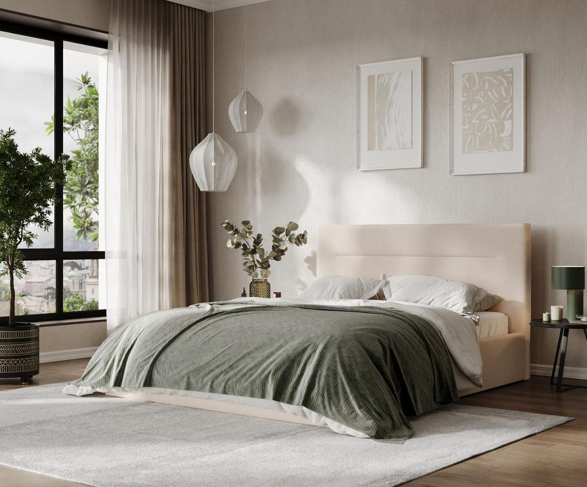 POLSTERBETT Liline 140/200 cm Beige im Asti Stoff - Beige/Schwarz, Holz/Holzwerkstoff (140/200cm) - AltaBeds