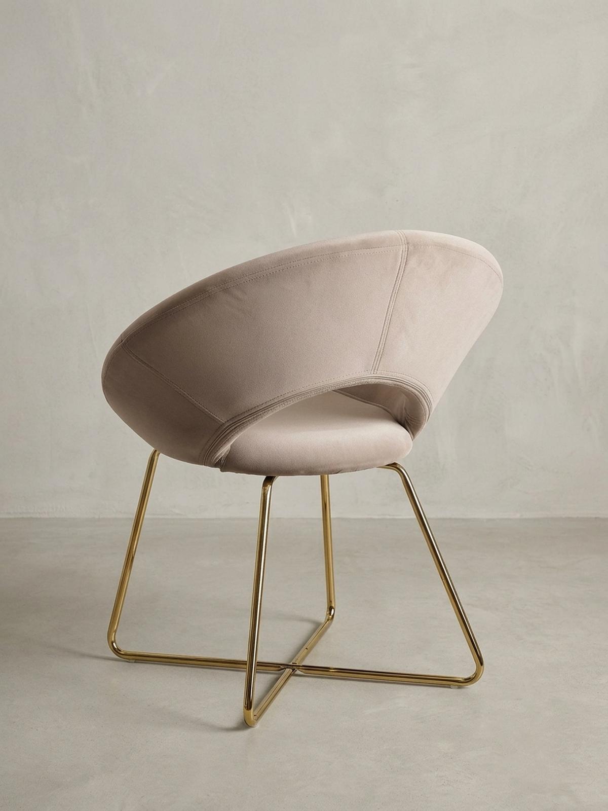 ESSZIMMERSTUHL Samtbezug mit Metallgestell Modern gepolstert, Beige - Beige/Goldfarben, Textil/Metall (60/83/57cm) - KADIMA DESIGN