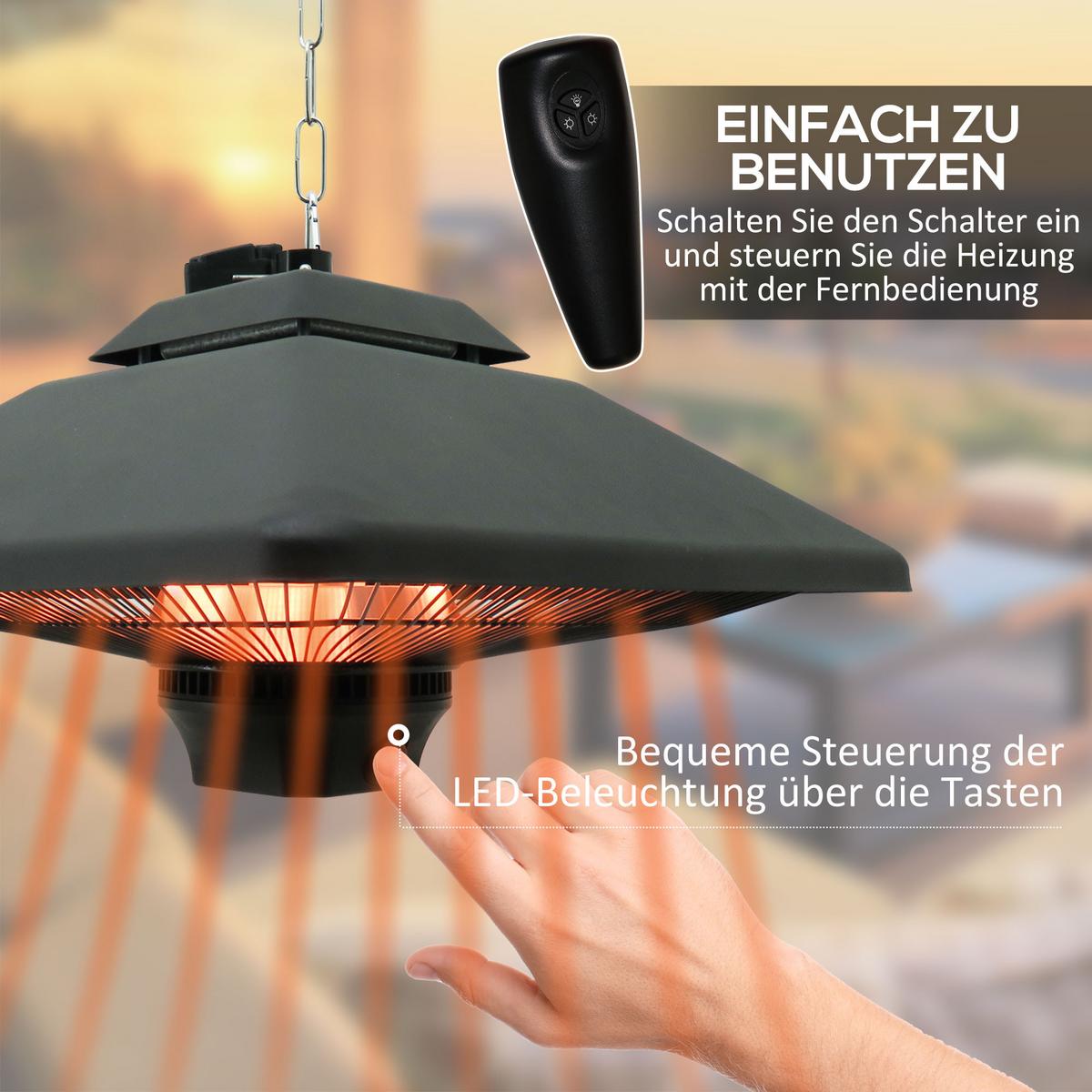 HEIZSTRAHLER, Aluminium, Eisen, Schwarz - Schwarz, Metall (43/25/43cm) - Outsunny