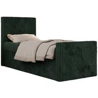 JUGENDBETT TILIO DUO 90/200 - Dunkelgrün Cord - H3 - Links Seite - Dunkelgrün, Textil (90/200cm) - MKS