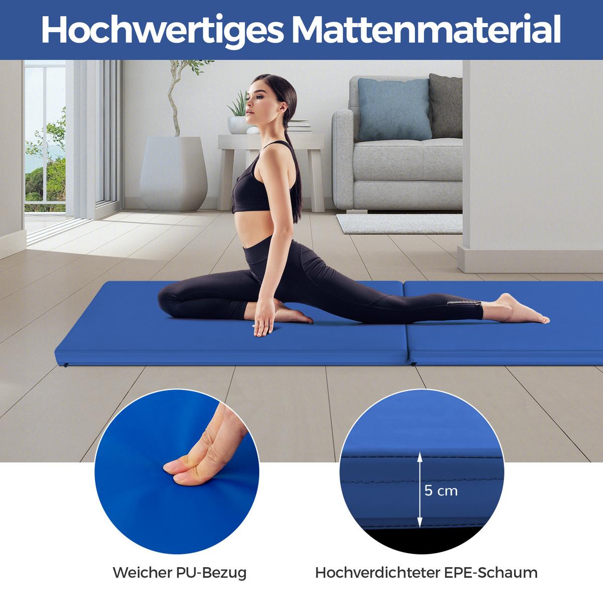 SPORTMATTE Blau - Blau, Leder (180/60cm) - COSTWAY