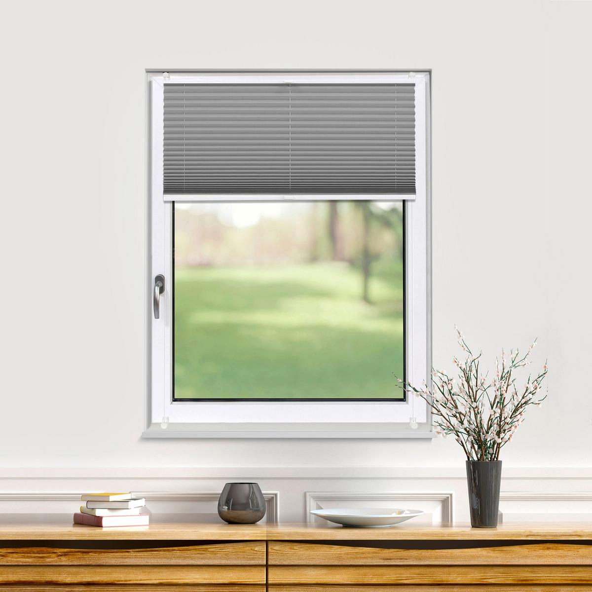 PLISSEE Thermo Basic 75 x 150cm Klemmfix ohne Bohren - Grau, Textil (75/150/150cm) - Deco-Raum