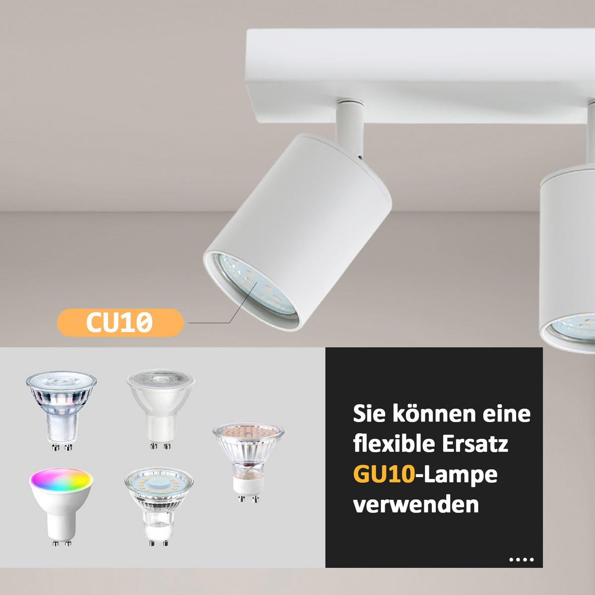 DECKENSTRAHLER Roger 5-flammig 55/3/14 cm - Weiß, Metall (55/3/14cm) - Nettlife
