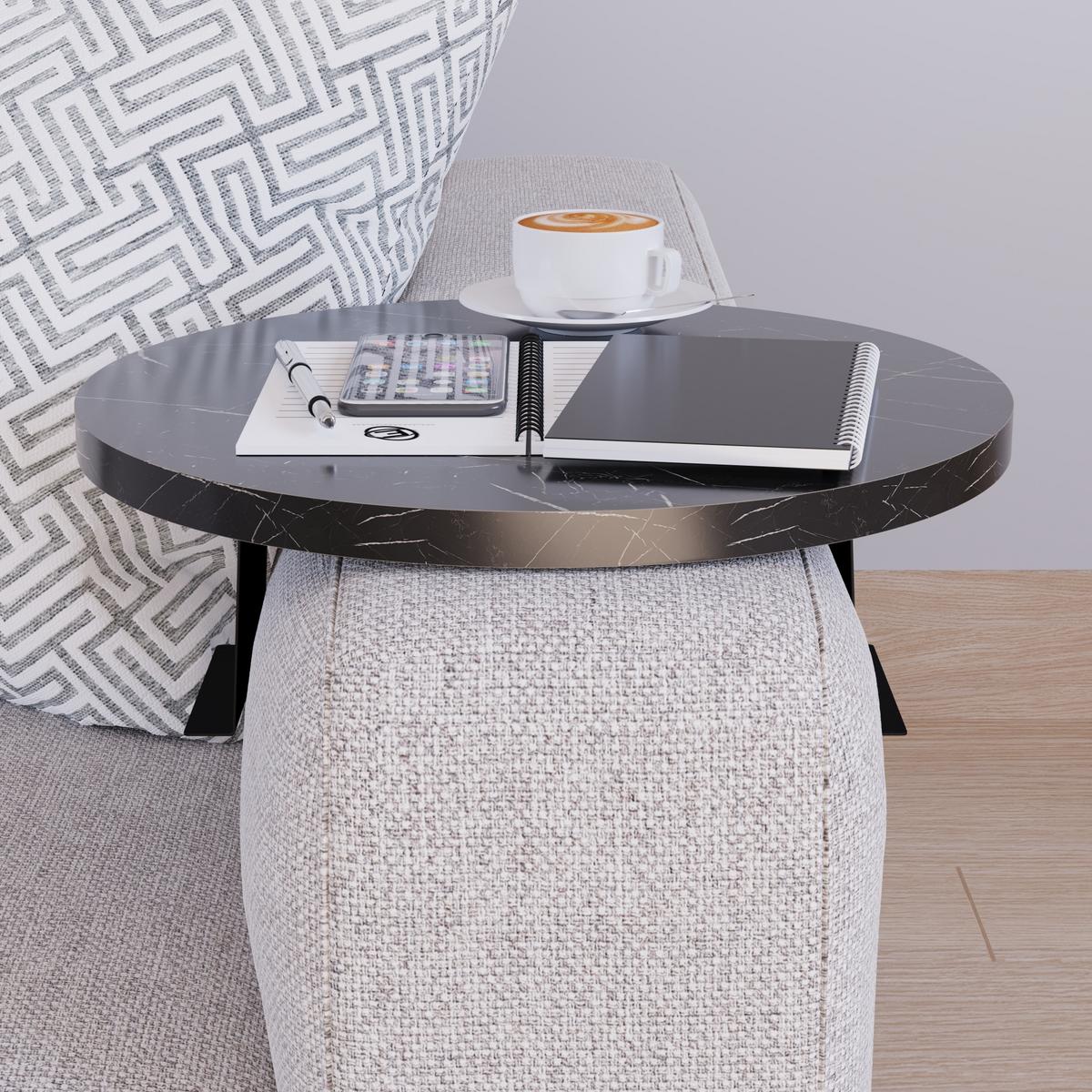 SOFATABLETT Kuleskyd - Schwarz, Holzwerkstoff/Metall (34/13.5/34cm) - [en.casa]