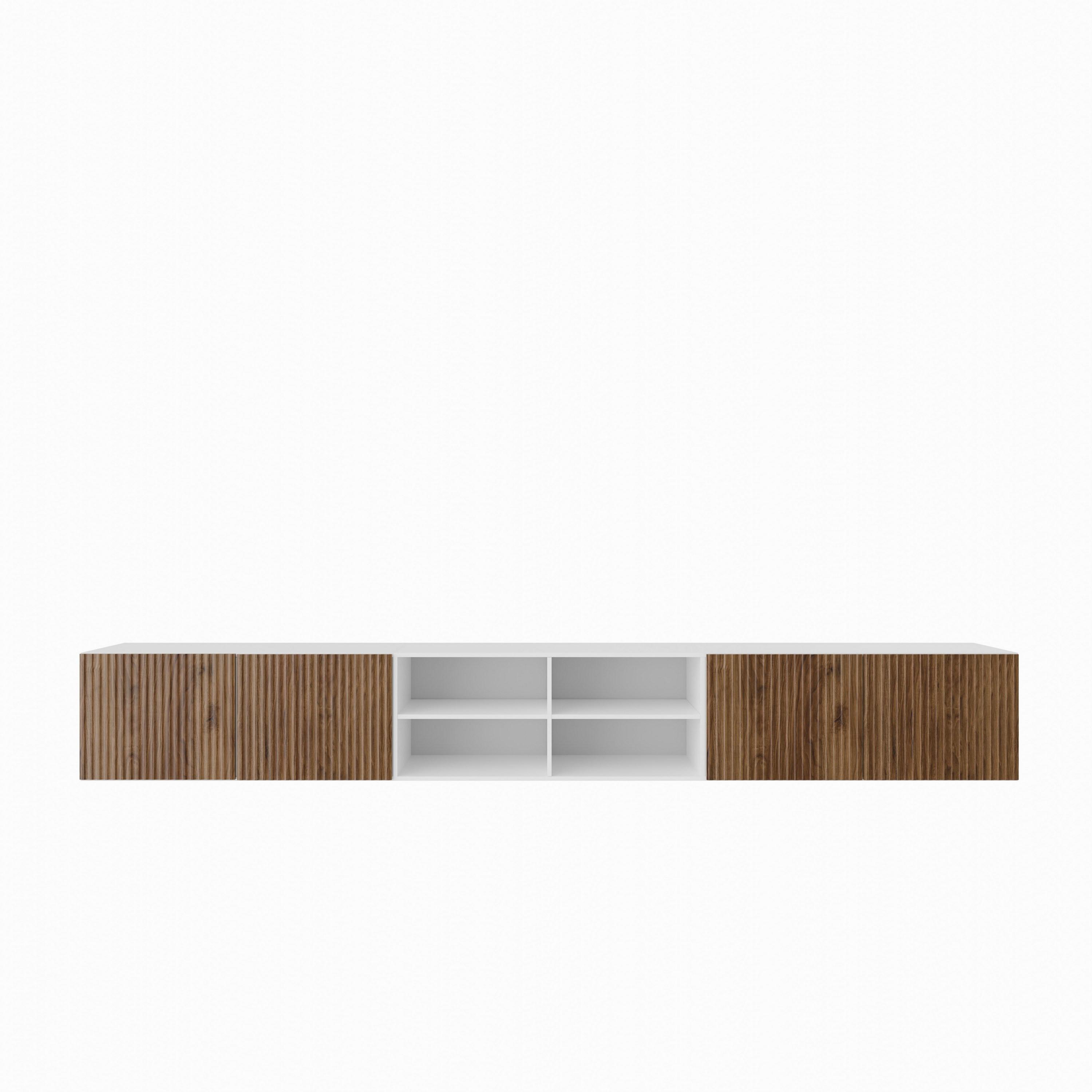 LOWBOARD VAREN 300/41/40 cm, Hängender TV-Schrank Weiß / Eichefarben - Eichefarben/Braun, Holzwerkstoff (300/41/40cm) - MASSENO