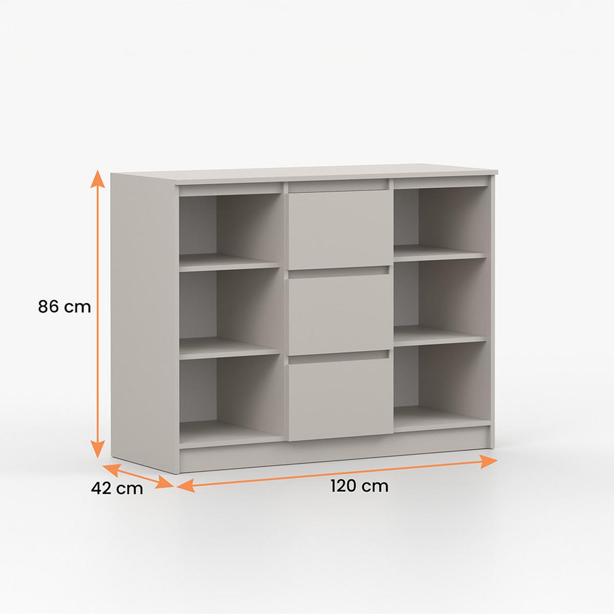KOMMODE SOLO 2D3S II 120 cm Kaschmir/Kaschmir, 2-türig, drei Schubladen, grifflos - Kaschmir, Holzwerkstoff (120/86/42cm) - imoebel24