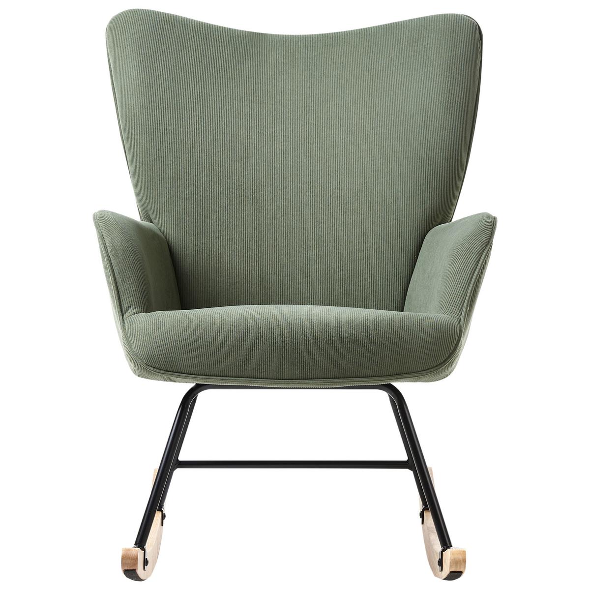 SCHAUKELSESSEL Cord Dunkelgrün Arset - Olivgrün, Textil (71/104/83cm) - Beliani