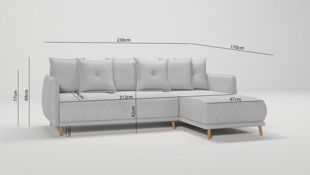 ECKSOFA Chroma Silber Luxusmicrofaser - Silberfarben/Braun, Holz/Textil (238/170cm) - S-Style