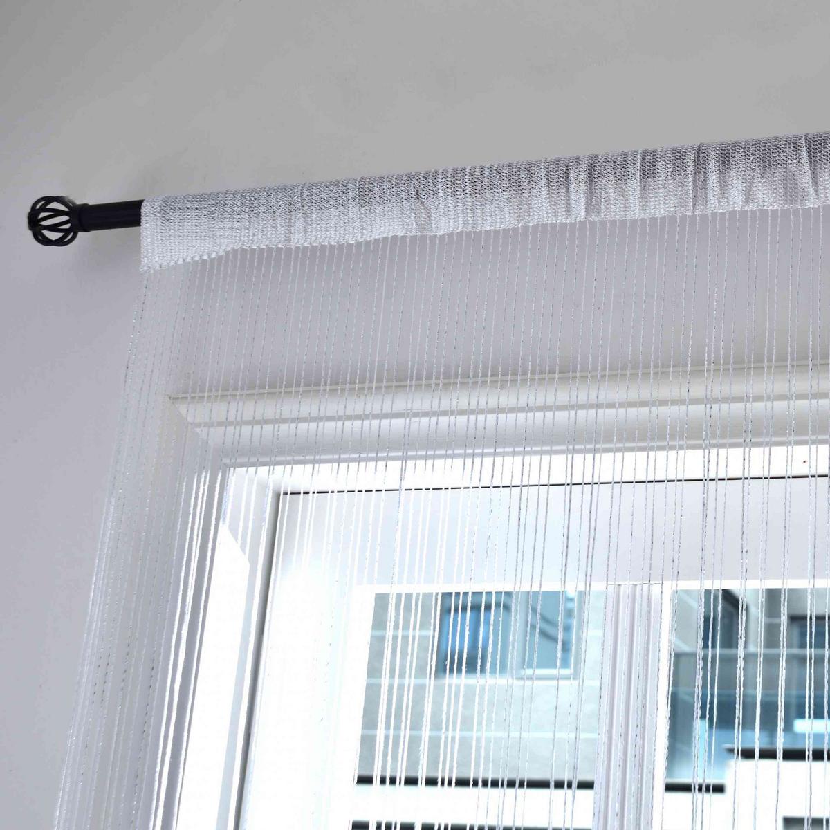 FADENGARDINE Shanghai HxB 230x100 cm Weiß Lurex - Weiß, Textil (100/230cm) - Gardinenbox