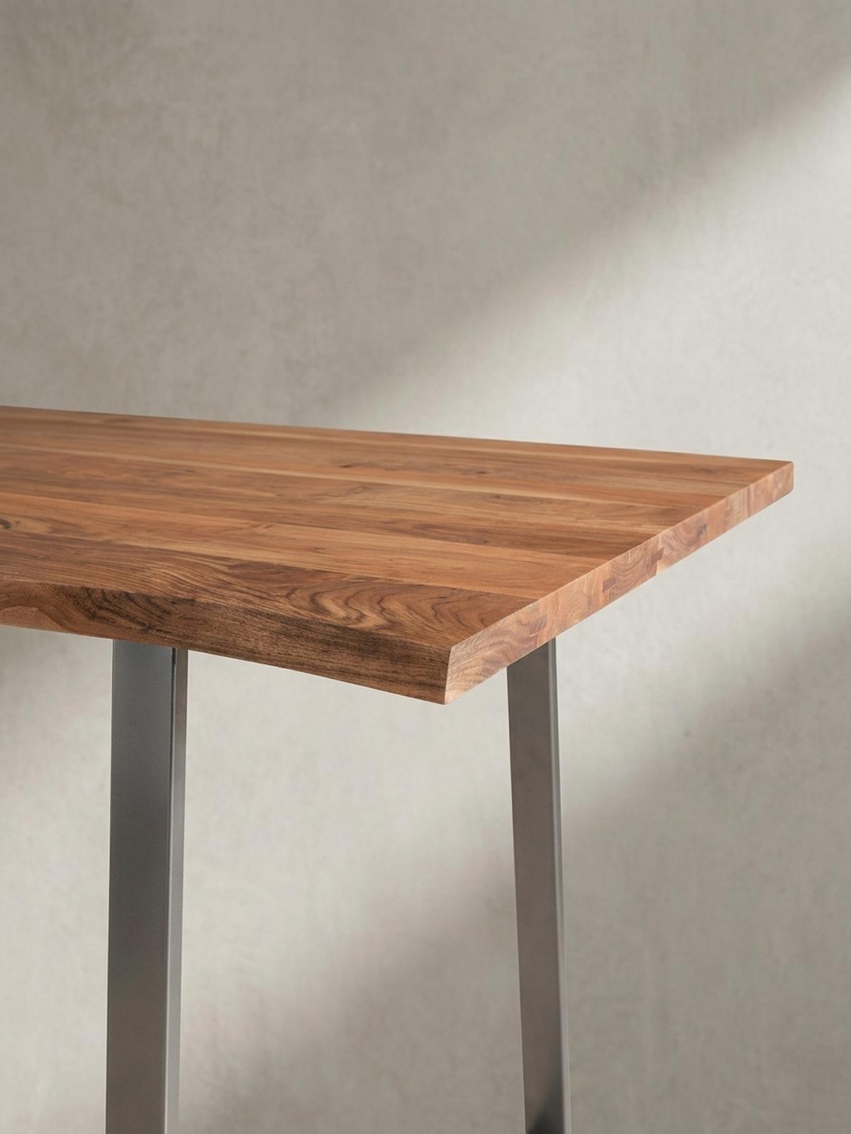 SCHREIBTISCH Massivholz Baumkante Chromgestell Handarbeit TARN, Goldbraun-Chrom 200x100x76 cm - Chromfarben/Braun, Holz/Metall (100/200/76cm) - KADIMA DESIGN
