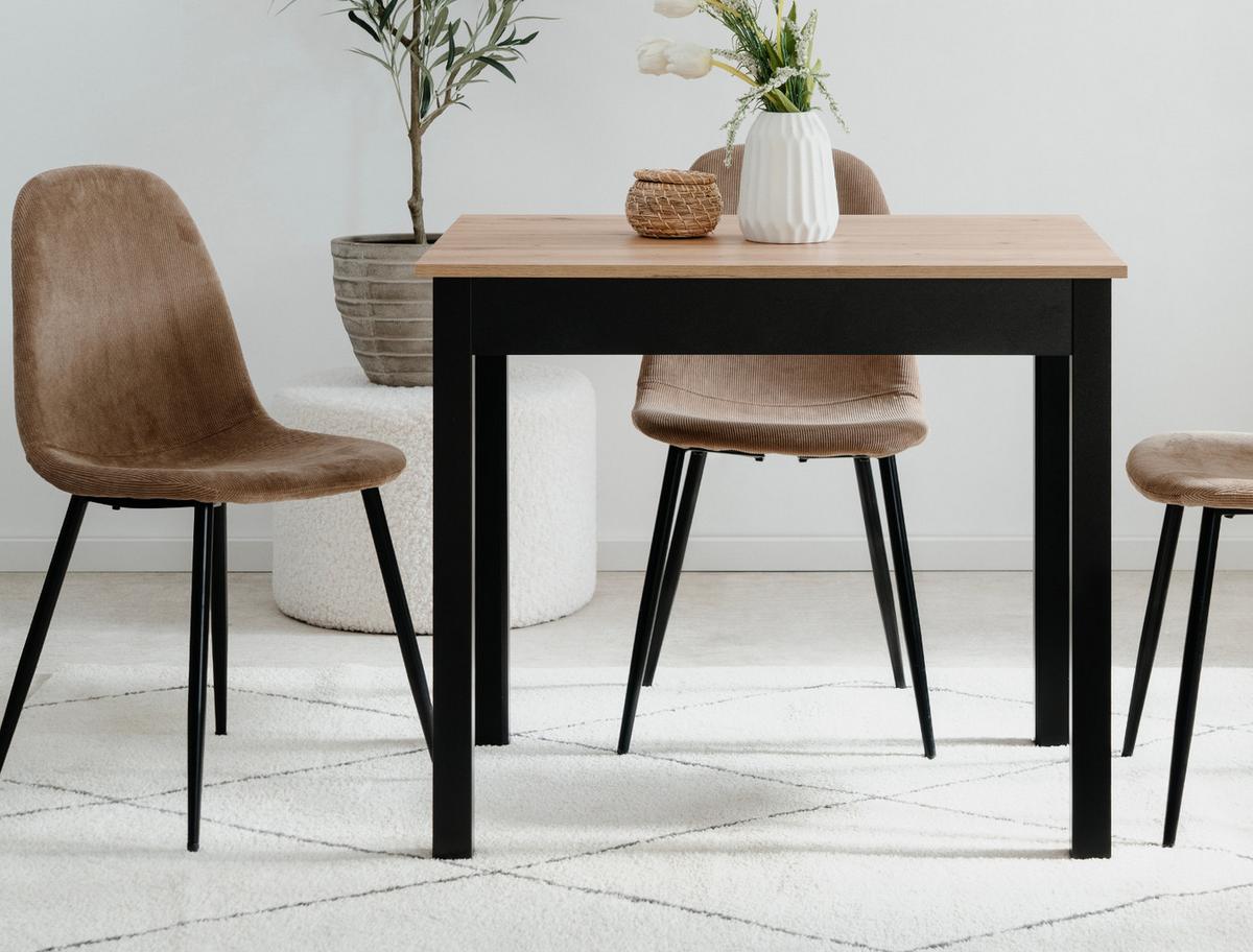 ESSTISCH Eiche Artisan, schwarz 90 x 67 cm, Küchentisch in modernem Design - Schwarz/Eiche Artisan, Holzwerkstoff/Kunststoff (67/90/76cm) - Furn.Design