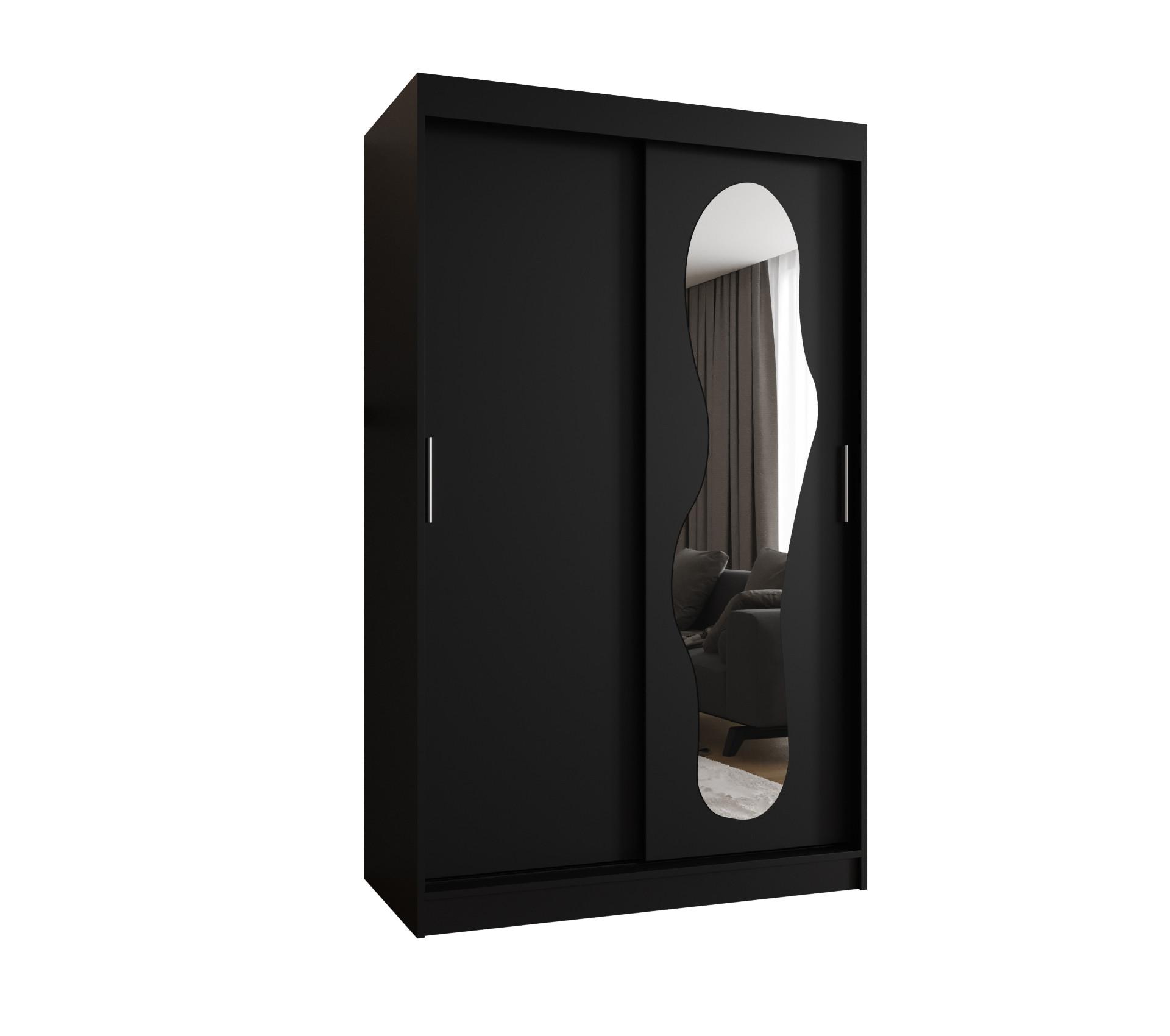 SCHIEBETÜRENSCHRANK mit Spiegel ULTRA 200/120/62 2-türig - Silberfarben/Schwarz, Holz (120/200/62cm) - MÖBEL KRYSPOL