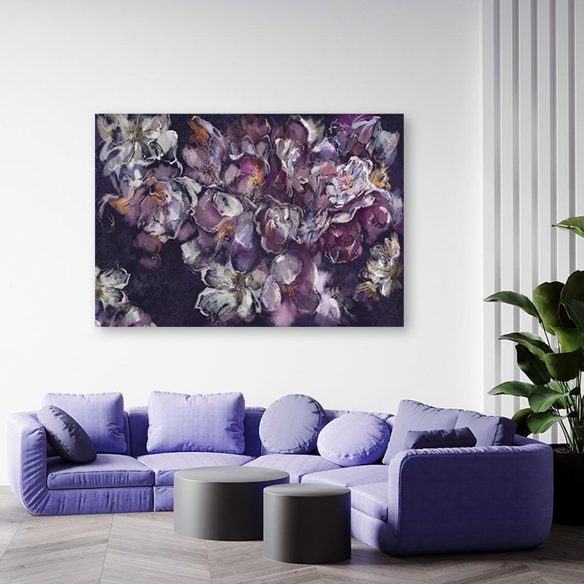WANDBILD iris blume - Lila, Textil (60/40cm) - Feeby