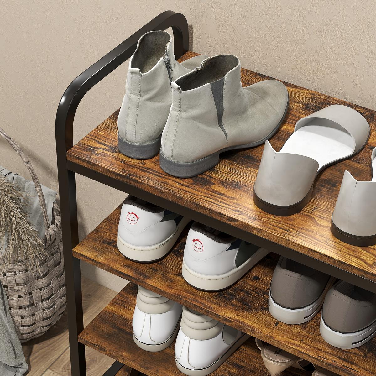 SCHUHREGAL mit 4 Ebenen - Braun, Holzwerkstoff (30/65/70cm) - HOMCOM