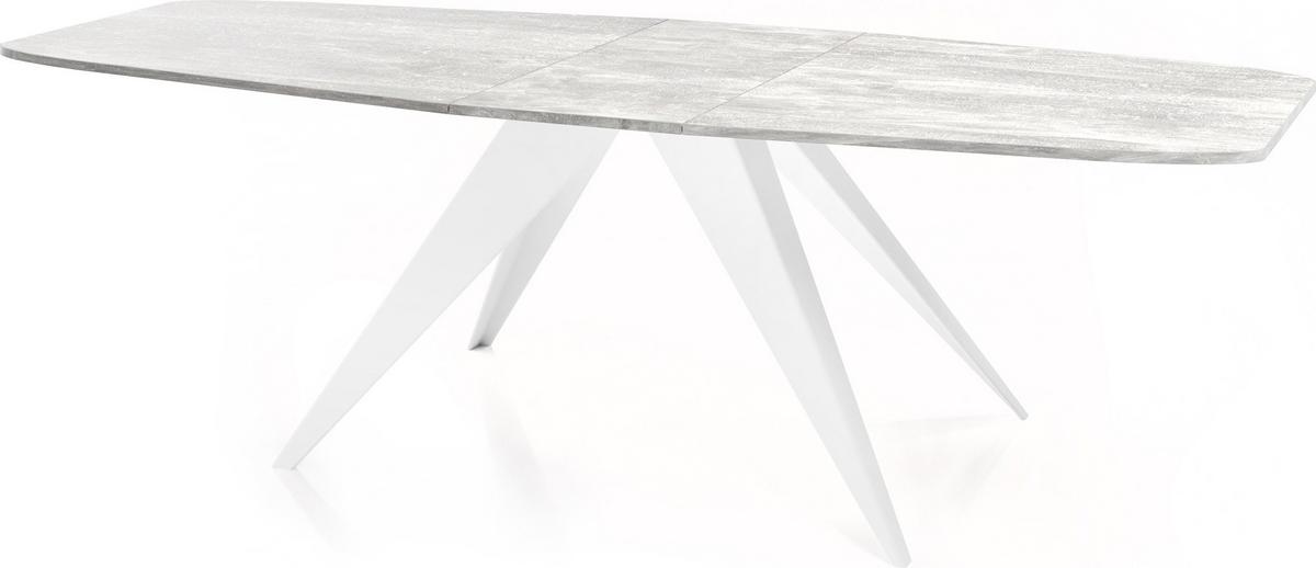 ESSTISCH Fatina rechteckig ausziehbar, Marmor Weiß 160-198/90/76 cm - Ecru/Weiß, Holzwerkstoff/Metall (80/200/76cm) - WFL GROUP