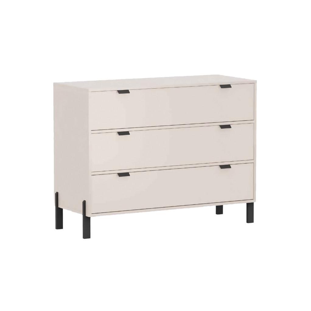 KOMMODE MINO 109/85/45cm mit 3 Schubladen Türen Beige - Beige, Holzwerkstoff (109/85/45cm) - MASSENO