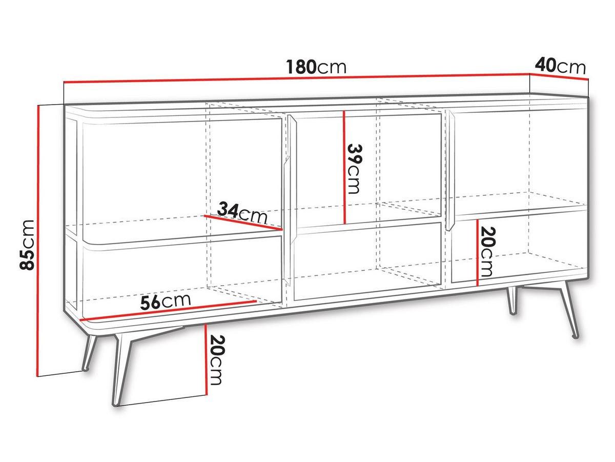 SIDEBOARD Modera 3 - Goldfarben/Schwarz, Holzwerkstoff/Metall (180/85/40cm) - MIRJAN24