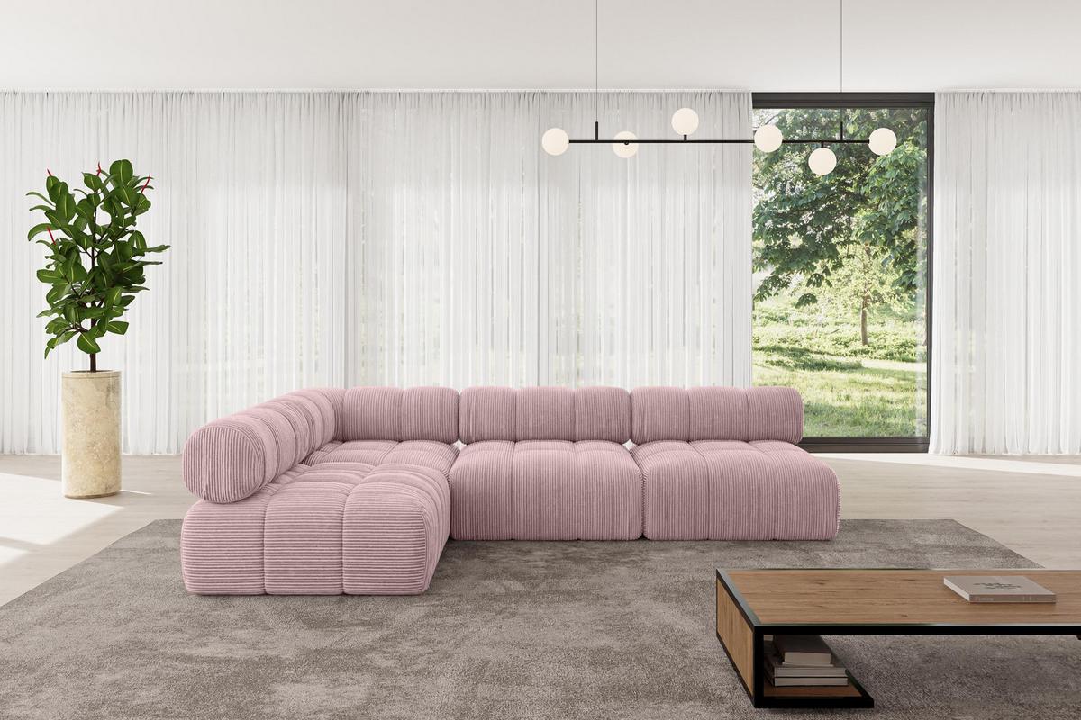 ECKSOFA modulares Sofa Samaro-L2 - 285x190x70 cm Rosa Cord - Rosa, Holzwerkstoff/Textil (285/190cm) - ALTDECOR