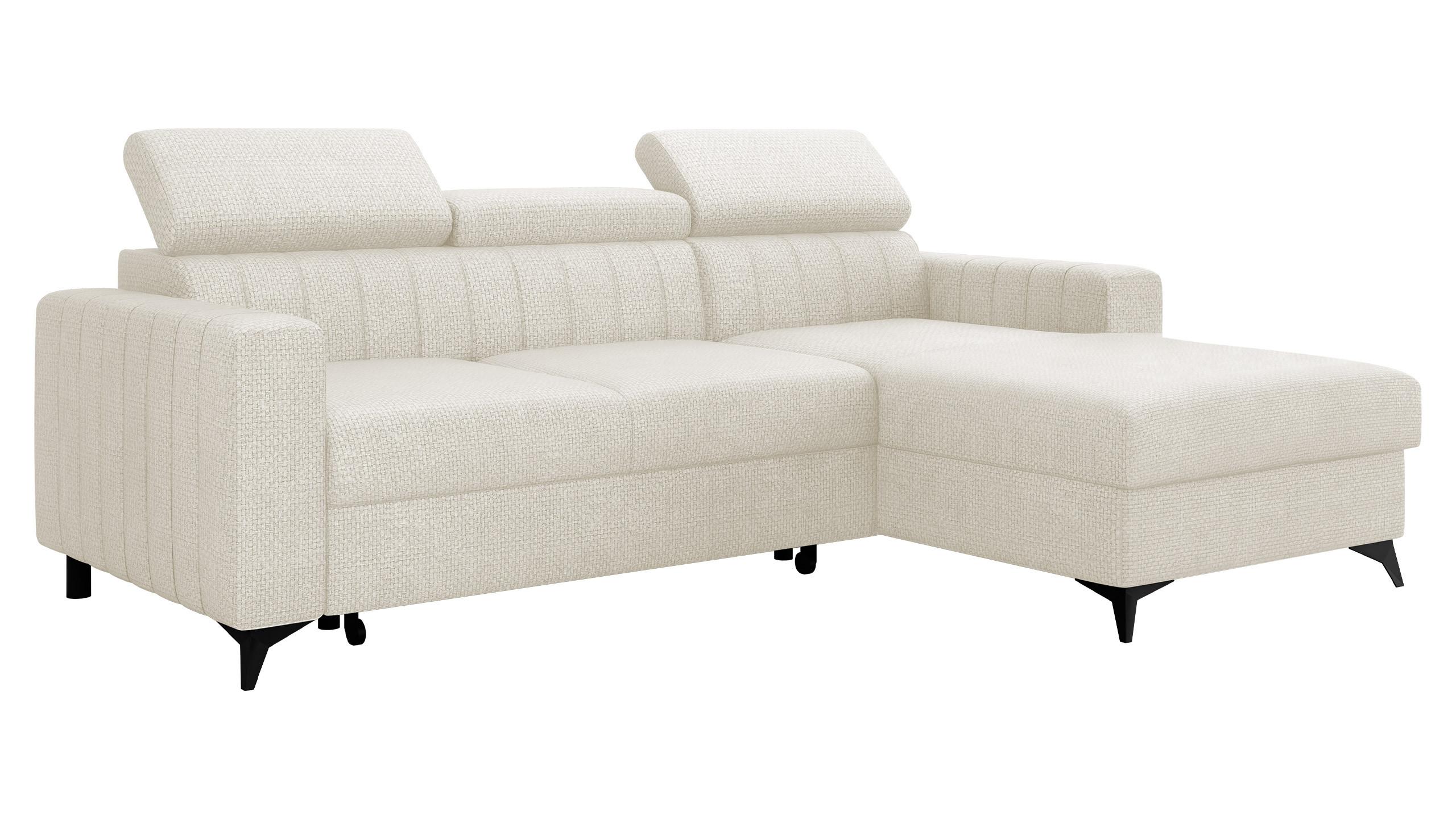 ECKSOFA Milano, Seite: Rechts 2R+LC - Creme/Schwarz, Holz/Textil (236/172cm) - MIRJAN24