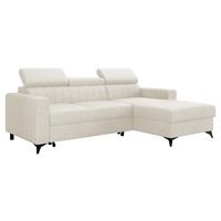 ECKSOFA Milano, Seite: Rechts 2R+LC - Creme/Schwarz, Holz/Textil (236/172cm) - MIRJAN24