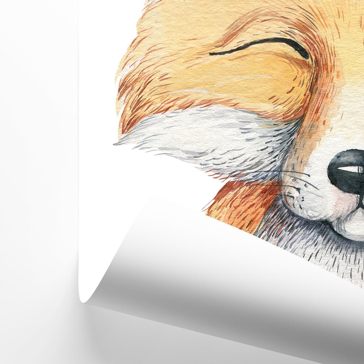 POSTER SET ohne Rahmen für Kinderzimmer WALDTIERE Fuchs Waschbär Reh A3 30x42cm - Beige/Orange, Papier (30/42/1cm) - Muralo