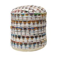 SITZPOUF rund, creme-bunt gemustert 40/40/45 cm - Multicolor, Textil (45/40/45cm) - Homescapes