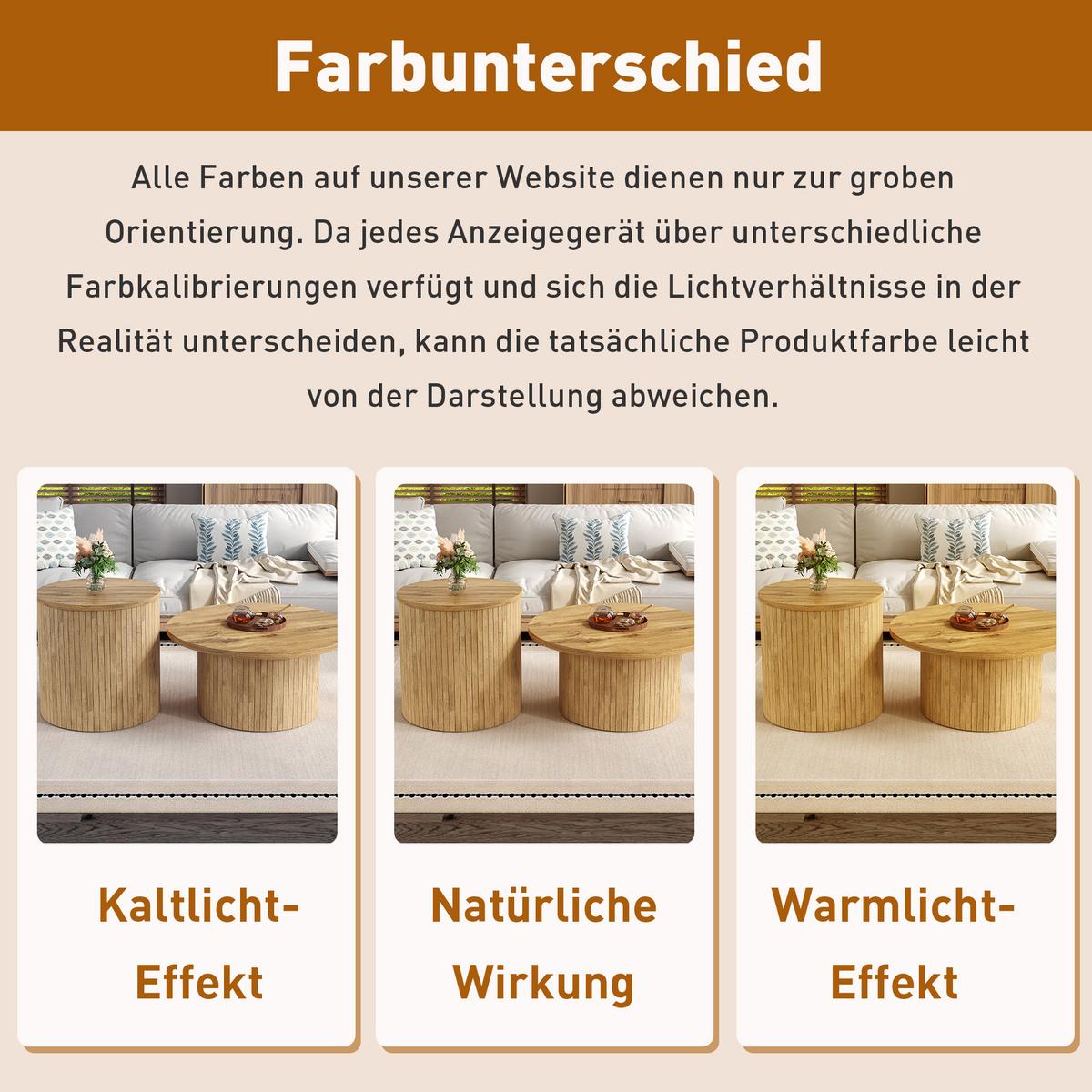COUCHTISCH-SET Rund Ø75/50 cm Naturholzoptik im Skandi-Design - Naturfarben, Holzwerkstoff (75/75/36cm) - Urban Meuble