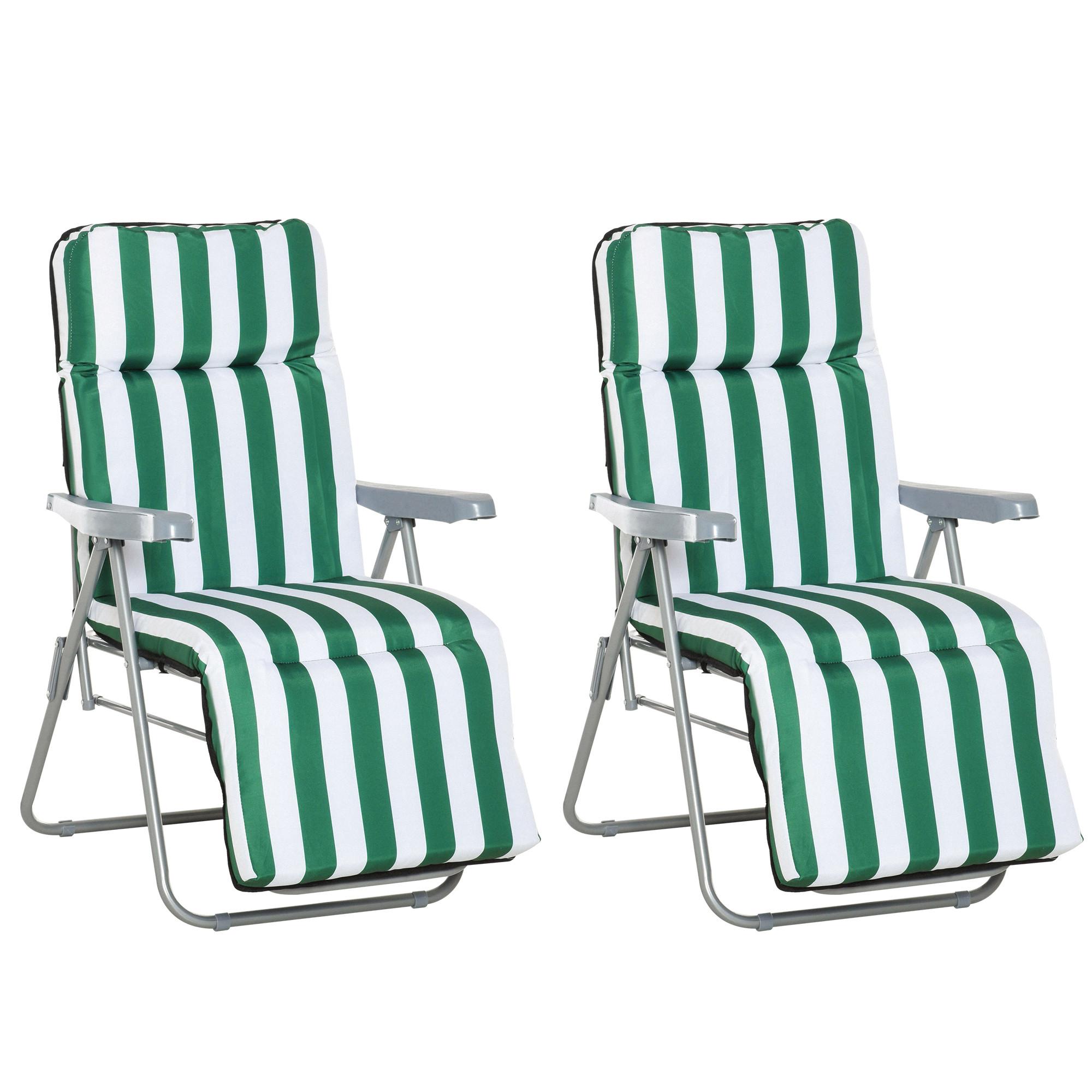 SONNENLIEGE, 5 Positionen Auflage, Stahl, Polyester, Schaumstoff, Grün - Grün, Kunststoff (75/102/60cm) - Outsunny