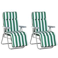 SONNENLIEGE, 5 Positionen Auflage, Stahl, Polyester, Schaumstoff, Grün - Grün, Kunststoff (75/102/60cm) - Outsunny
