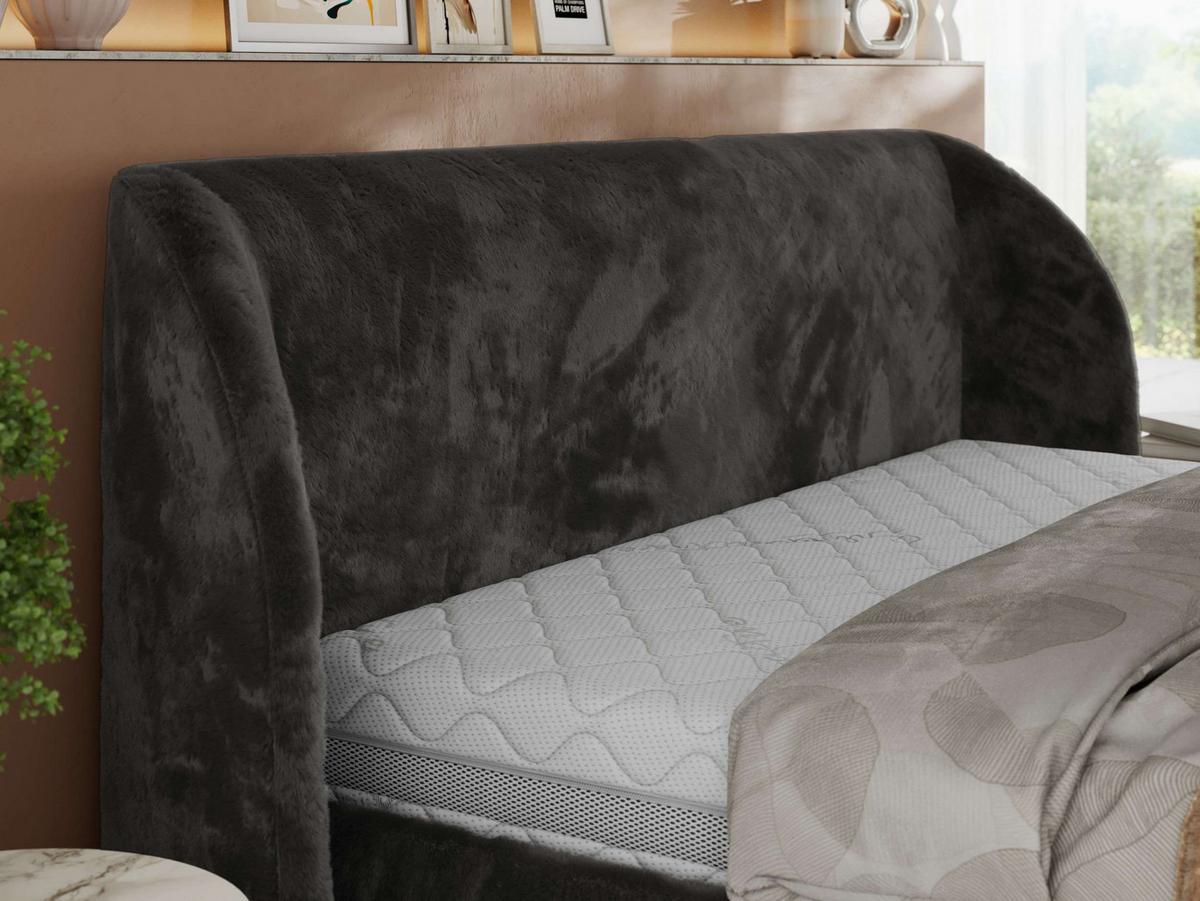 POLSTERBETT CAELA CLASSIC 200/200 - Dunkelgrau Plüsch - Multipocket-Matratze - Dunkelgrau, Textil (200/200cm) - MKS
