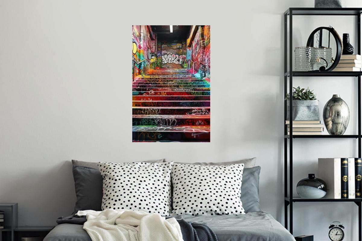 WANDTATTOO Treppe - Graffiti - Farben - Kunst Wandbild 40x60 cm - Multicolor, Kunststoff (40/60/0.1cm) - MuchoWow
