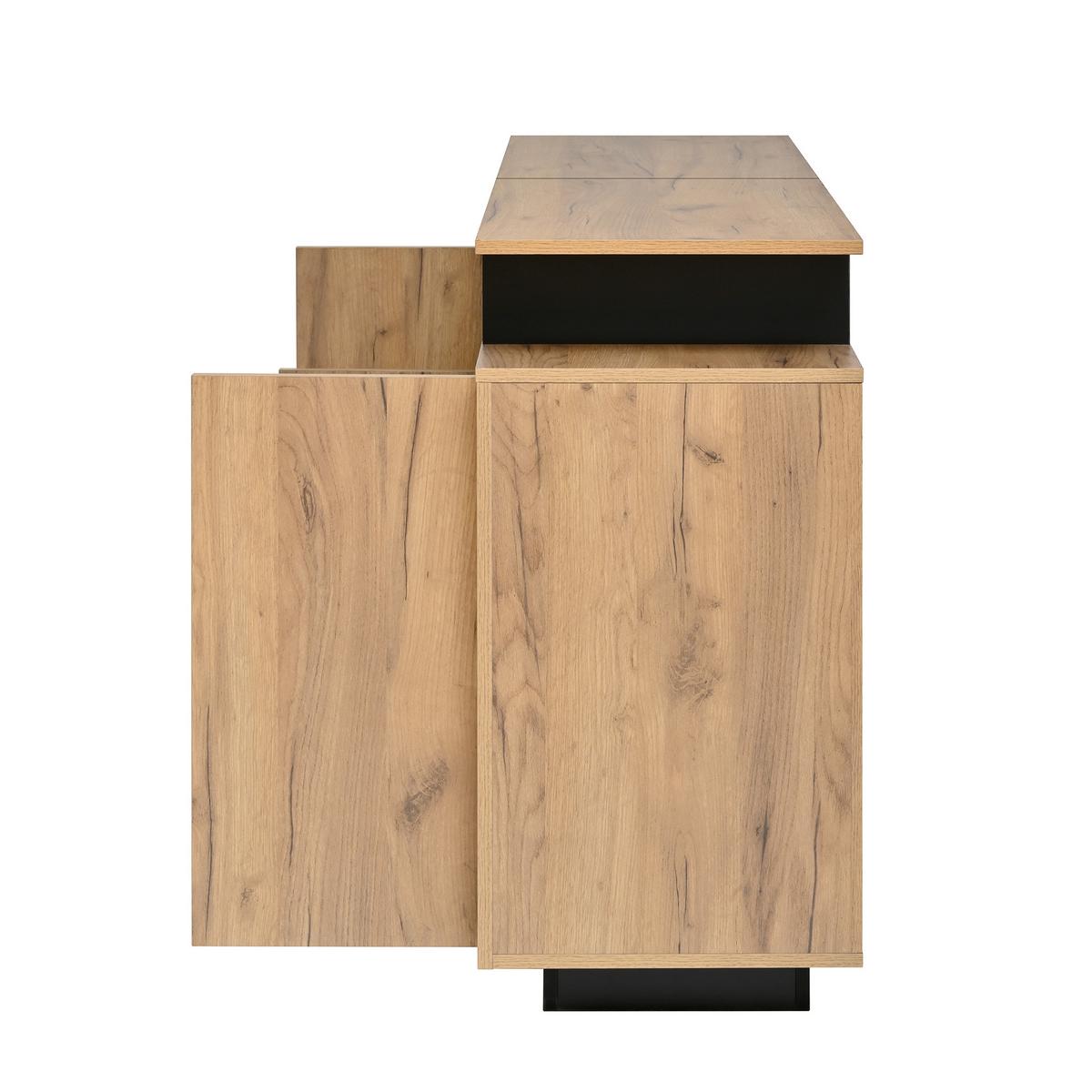 SIDEBOARD 140 cm Naturholz & Schwarz mit 4 Türen & offenen Fächern im modernen Stil - Naturfarben, Holzwerkstoff (140/85/40cm) - Urban Meuble