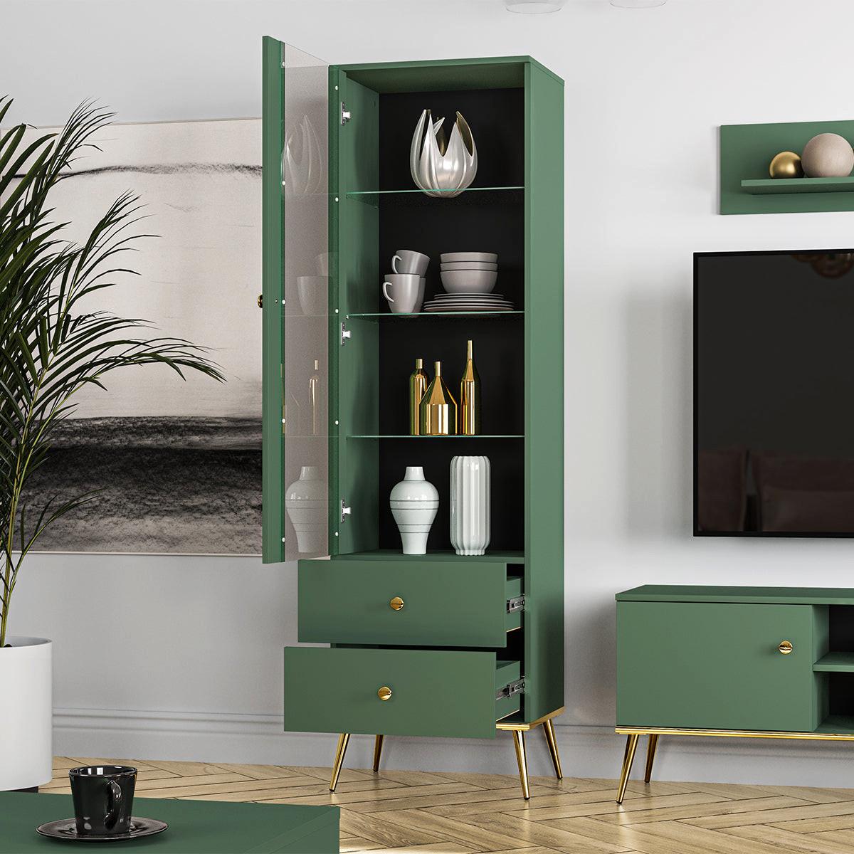VITRINE Thalia Grün - Grün, Holzwerkstoff (55/190/40cm) - Petits-meubles