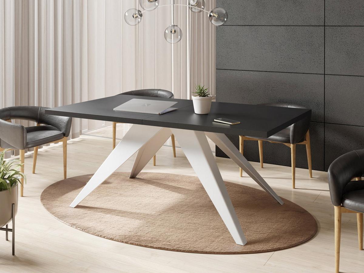 ESSTISCH Vance Weiß rechteckig ausziehbar, Schwarz 140-240/80/76 cm - Schwarz/Weiß, Holzwerkstoff/Metall (80/240/76cm) - WFL GROUP