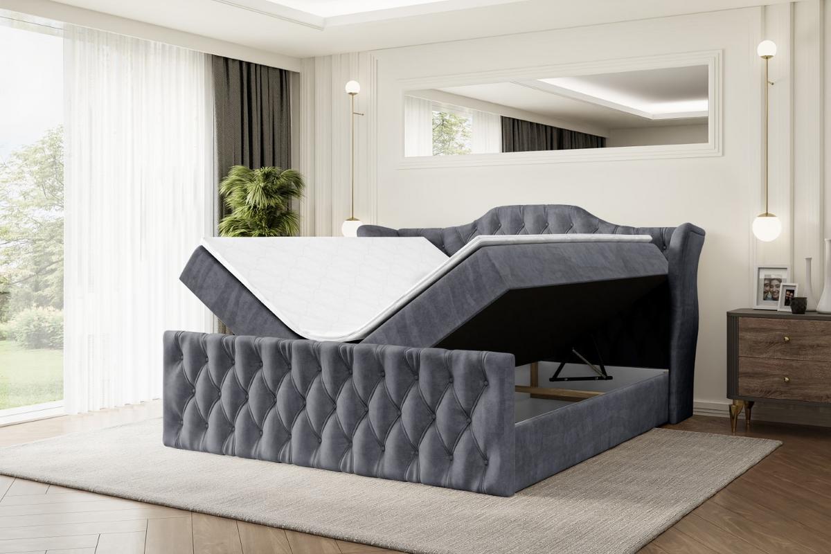 BOXBETT VILA-Z - 140x200 cm - H3 - Dunkelgrau - Dunkelgrau, Holzwerkstoff (140/200cm) - ALTDECOR