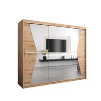 SCHWEBETÜRENSCHRANK 200/250/62 3-türig - Silberfarben/Eiche Artisan, Holz/Kunststoff (250/200/62cm) - MÖBEL KRYSPOL