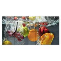 WANDUHR aus Glas 60x30 cm - Obst - Multicolor, Glas (60/30/0.4cm) - TULUP