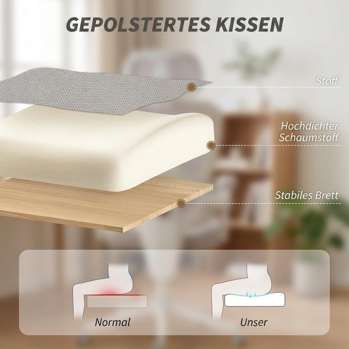 BÜROSTUHL Polyester Hellgrau - Hellgrau, Kunststoff/Textil (71/129/70cm) - HOMCOM
