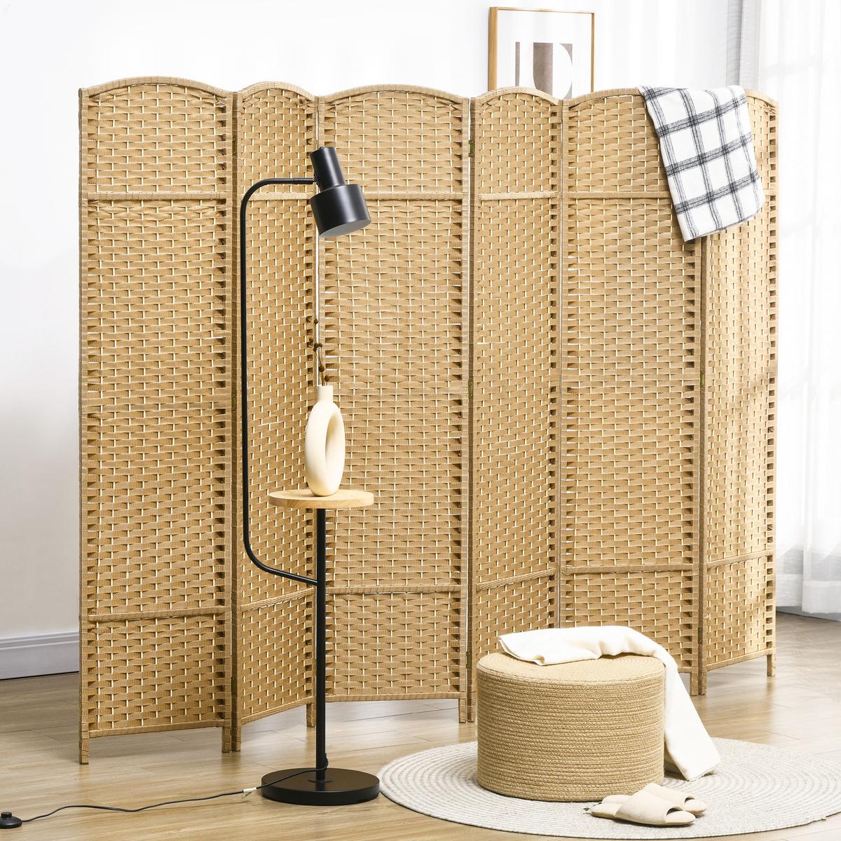PARAVENT 6-teilig 240 x 170 cm Raumteiler Trennwand aus Kiefernholz Natur - Naturfarben, Holzwerkstoff (1.6/170/1.6cm) - HOMCOM