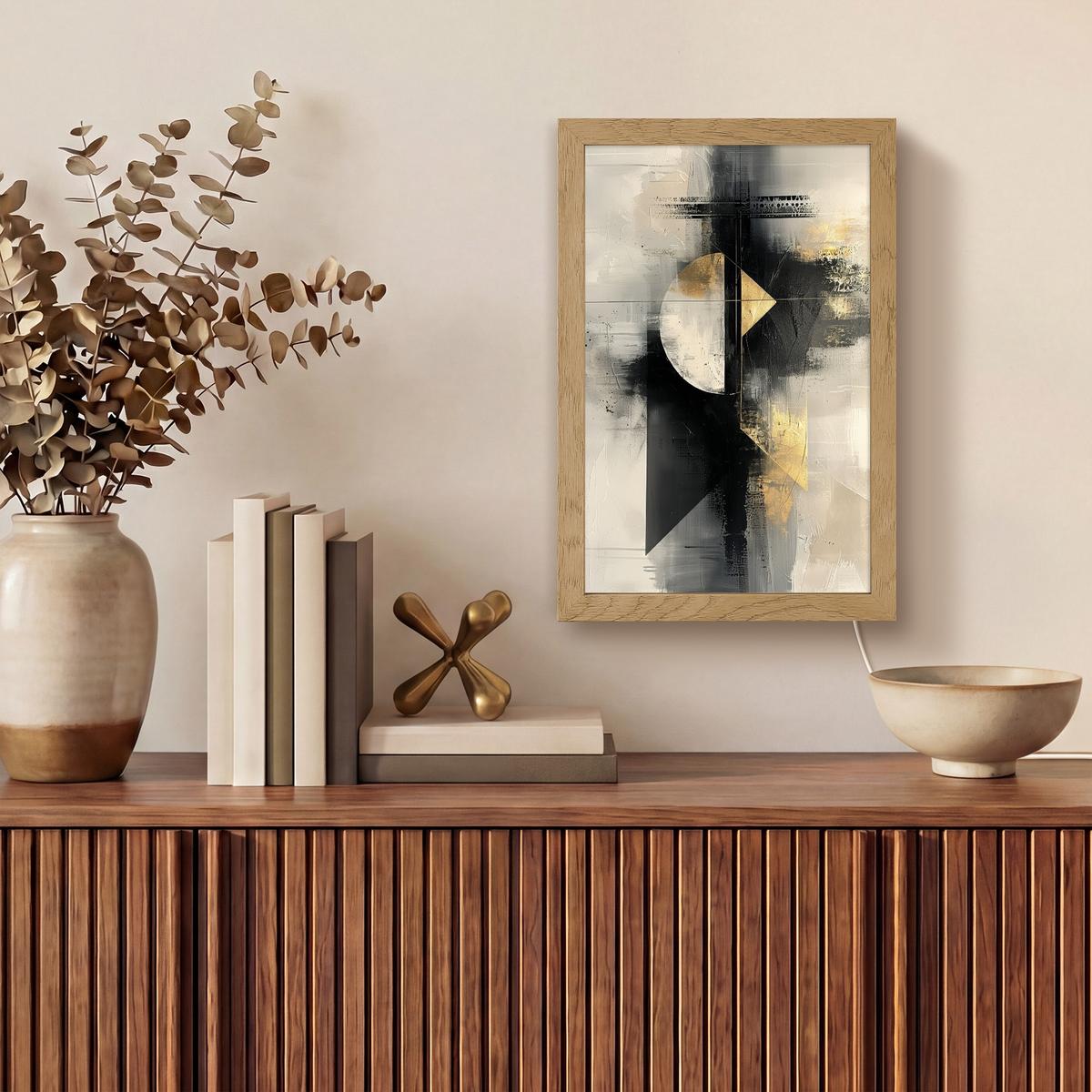 WANDLEUCHTE Abstrakt - Schwarz - Farbe - Modern 20x30 cm - Grau, Holzwerkstoff (20/30/8cm) - OnlyWow