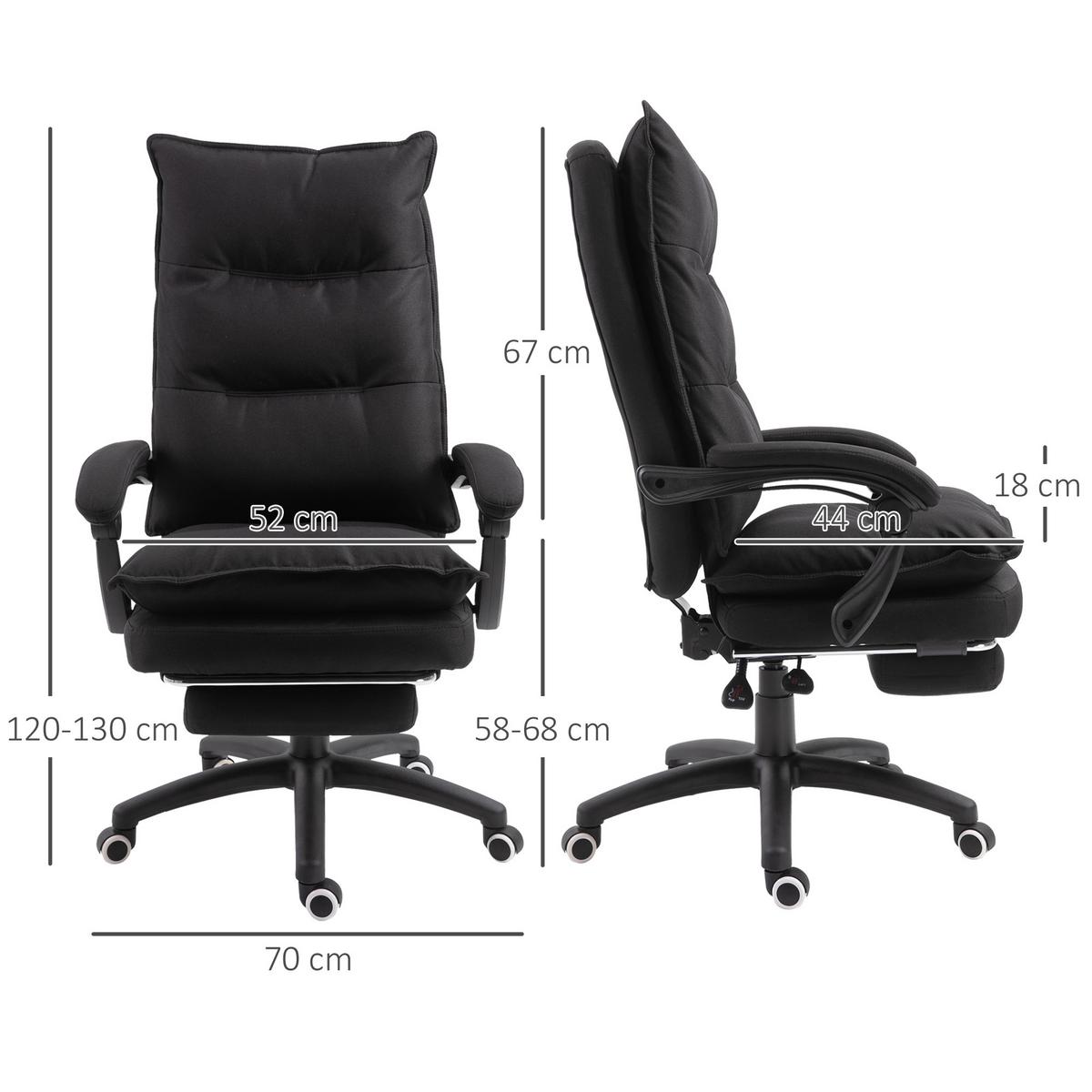 BÜROSTUHL mit Massagefunktion, Ergonomischer Schreibtischstuhl, Schwarz - Schwarz, Kunststoff (62/130/70cm) - Vinsetto