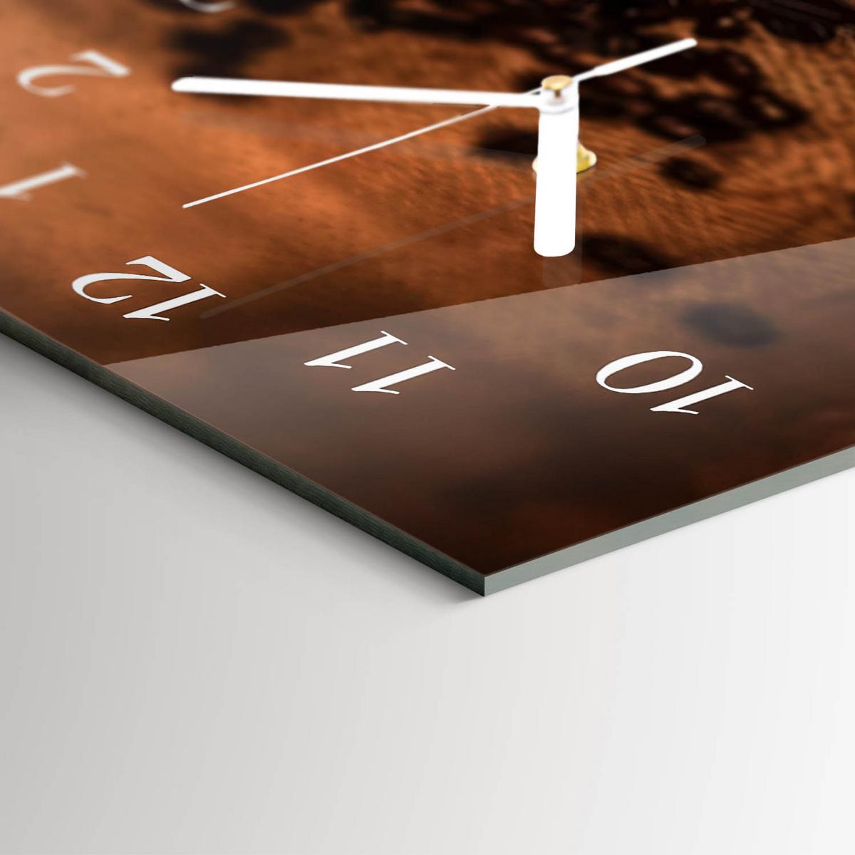 WANDUHR aus Glas 60x30 cm - Heißer Kaffee - Braun, Glas (60/30/0.4cm) - TULUP