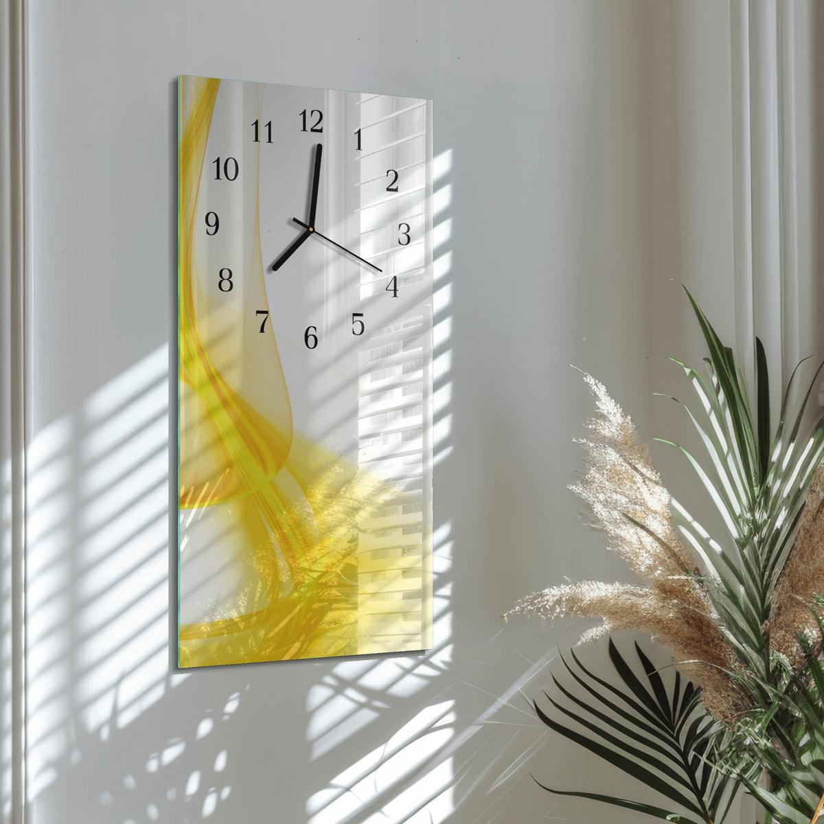 WANDUHR aus Glas 30x60 cm - Abstraktion - Gelb, Glas (30/60/0.4cm) - TULUP