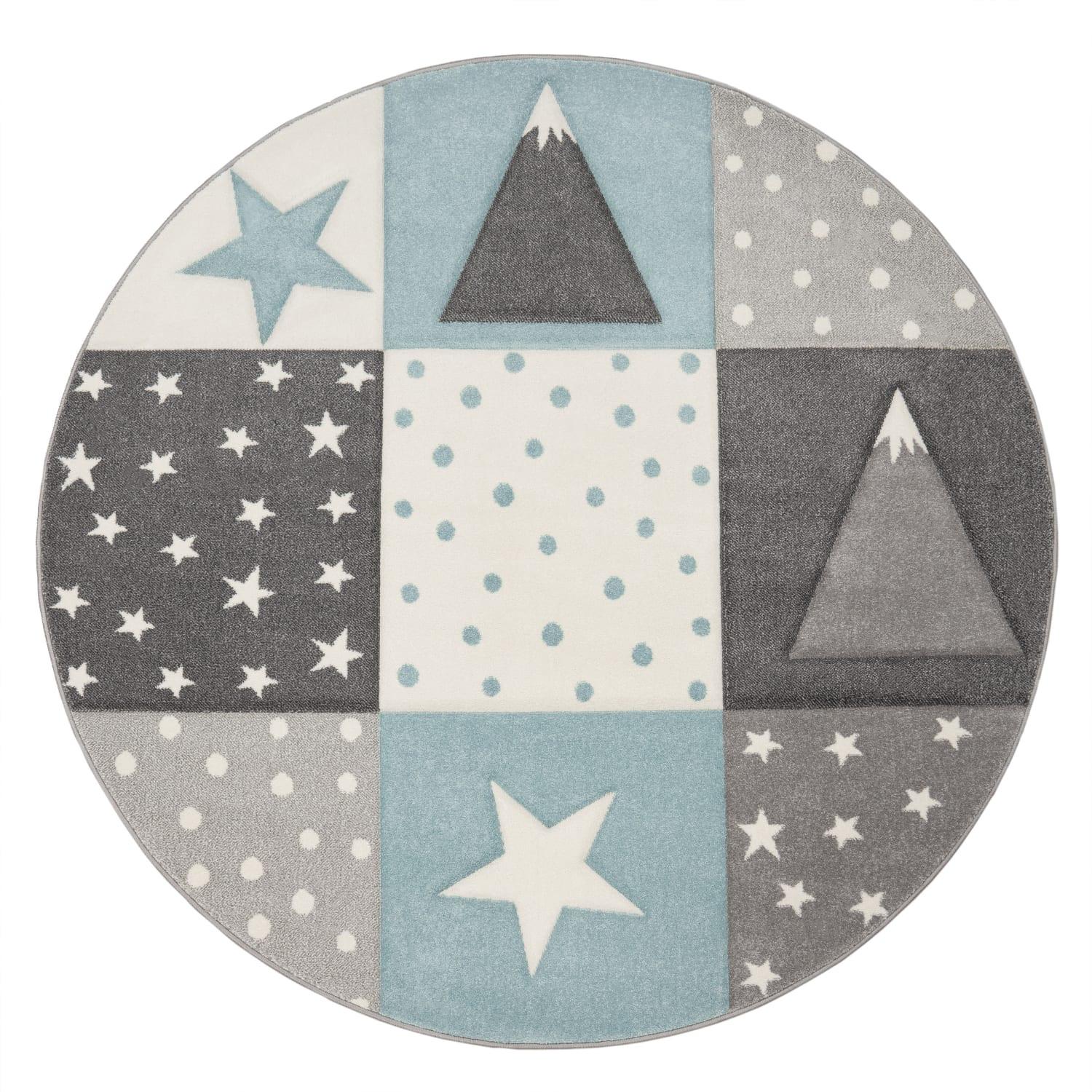 KINDERTEPPICH, im Patchwork-Stil, Blau, Ø 120 cm - Blau, Textil (120/120cm) - KADIMA DESIGN