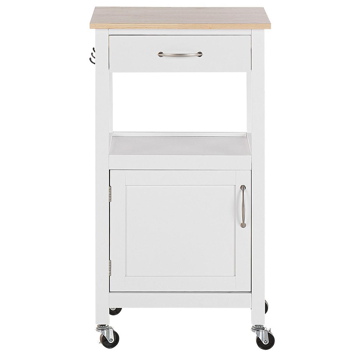 SERVIERWAGEN weiß/heller Holzfarbton mit Schublade Siena - Hellbraun/Weiß, Holzwerkstoff (48/89/39cm) - Beliani