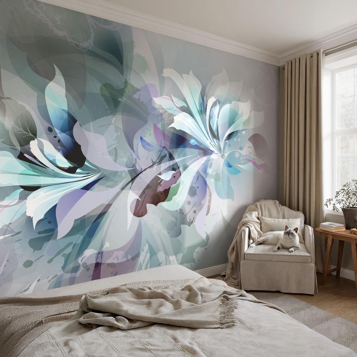 FOTOTAPETE 416x254 cm - Florale Abstraktion - Grün, Textil (416/254cm) - Wallfluent