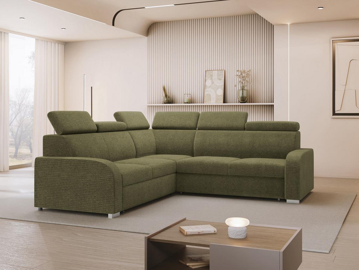 ECKSOFA Oslo 2rR2p - Silberfarben/Grün, Holz/Kunststoff (250/250cm) - MIRJAN24