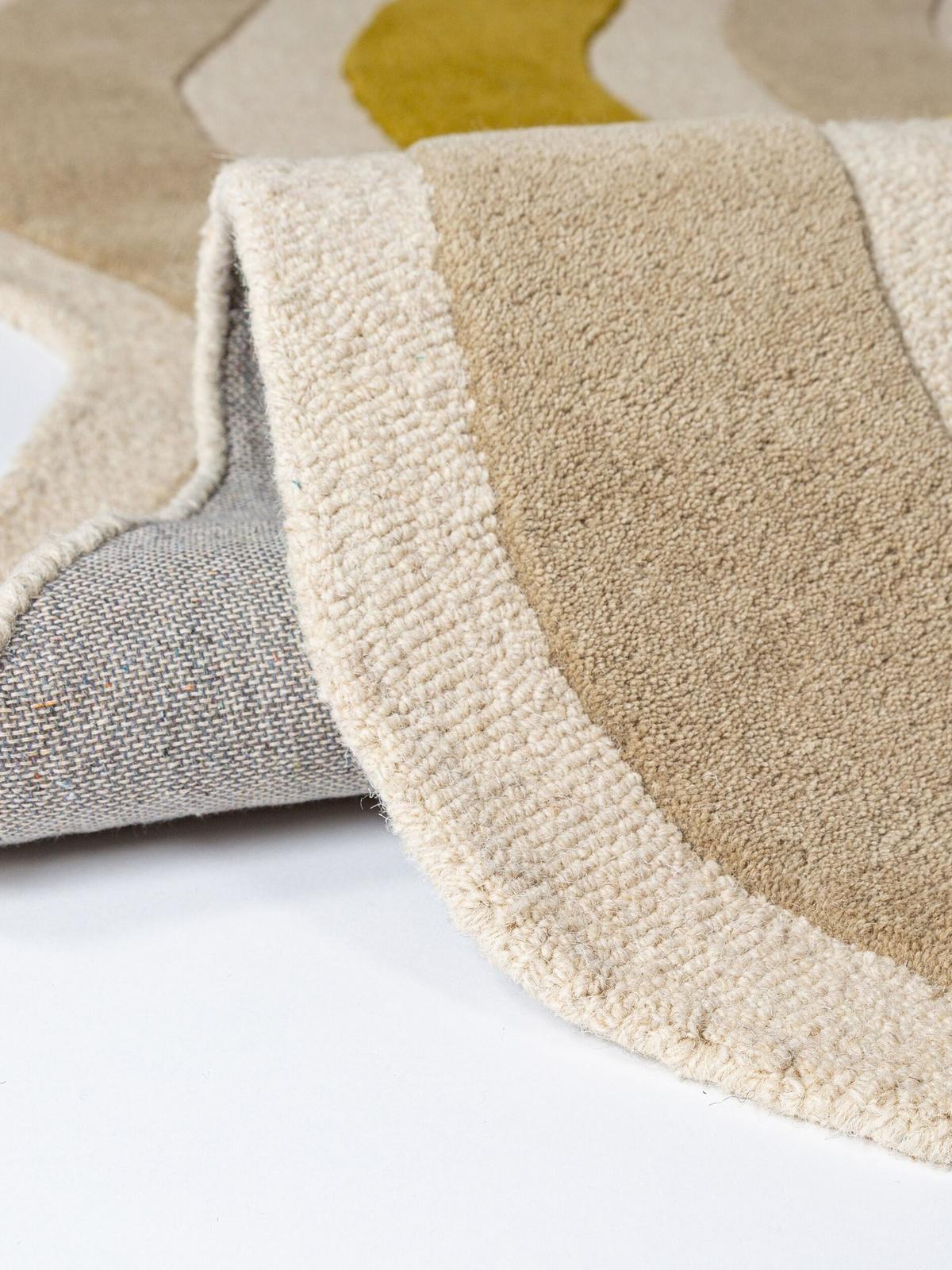 TEPPICHLÄUFER handgetuftet MONNOW, Wellenstreifen, Erdtöne-Grün, 80 x 300 cm - Grün, Textil (80/300cm) - KADIMA DESIGN